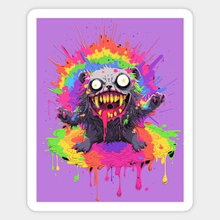 Acid Rainbow Beastly Badger Comic Horror Art I Magnet